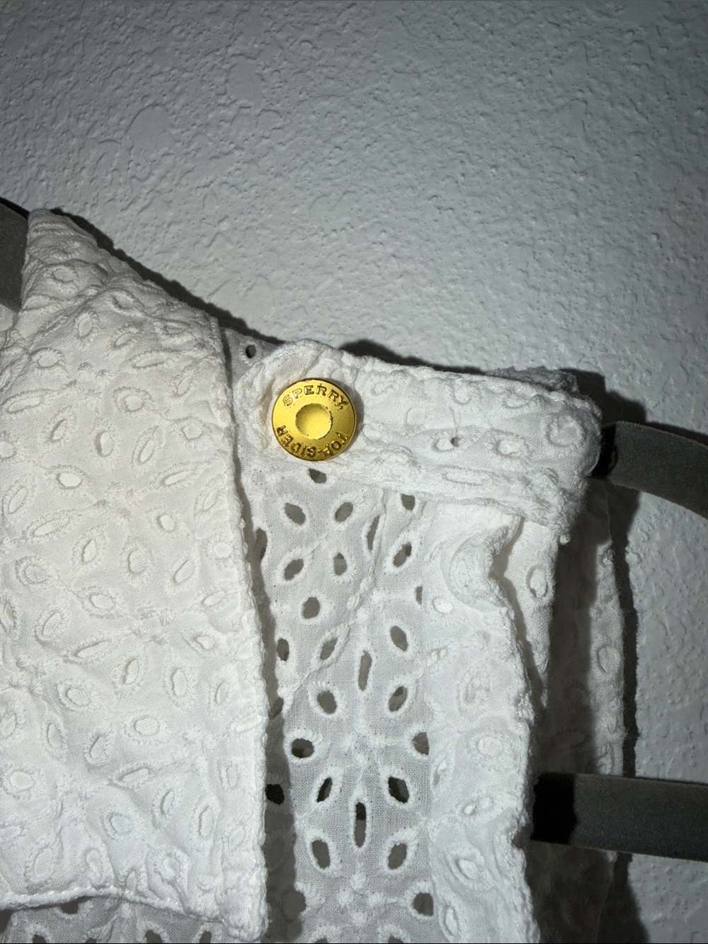 Sperry White Sleeveless Eyelet Button-Front Tunic with Gold Buttons - Picture 4 of 6